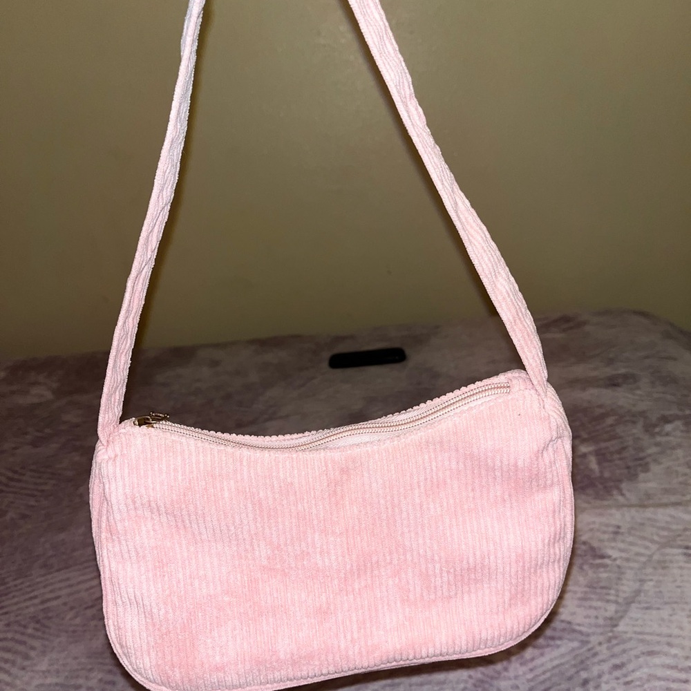 Pink Corduroy Shoulder Bag